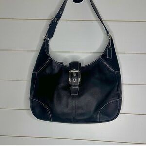 Coach Black Leather y2kShoulder Bag with Buckle